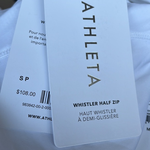 NWT-Athleta White Whistler Half Zip, Small - Picture 10 of 11